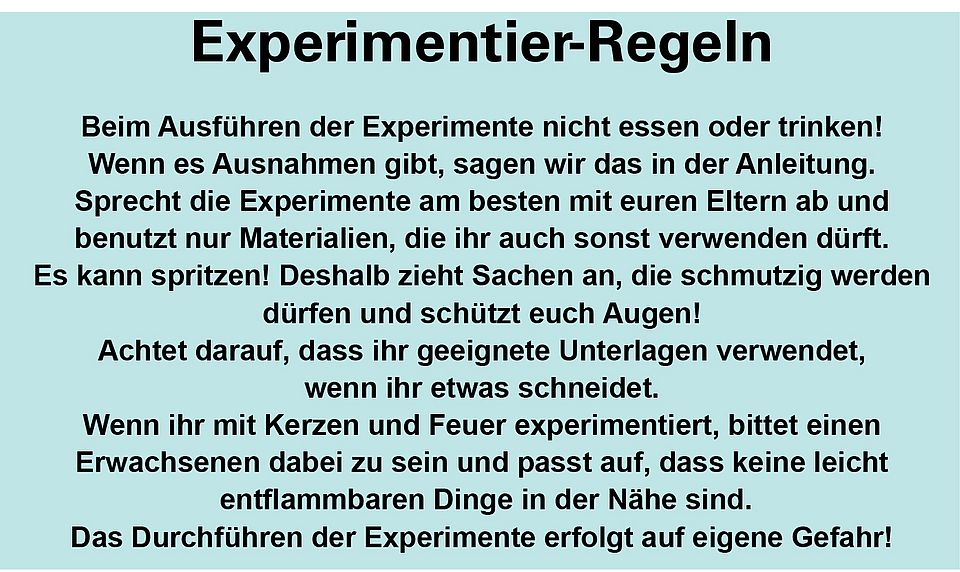 Regeln für die Experimentendurchführung