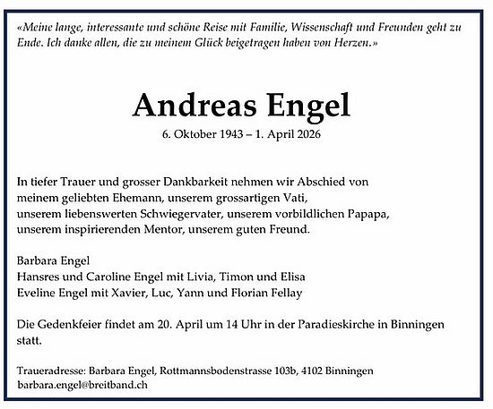 In memoriam Andreas Engel
