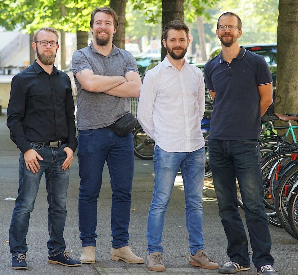 Das Gründerteam von Qnami Alexander Stark, Felipe Favaro, Mathieu Munsch, Patrick Maletinsky im Frühjahr 2019.
