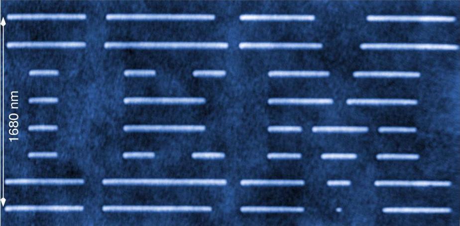 Direct Stencil Type Lithography Copper lines with a width of 40 nm fabricated on a silicon wafer surface by the stenciling technique nanonews January 2006